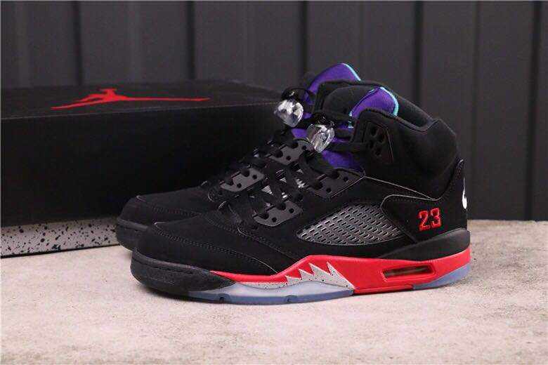 Air Jordan 5 Top 3 Black Purple Red Shoes